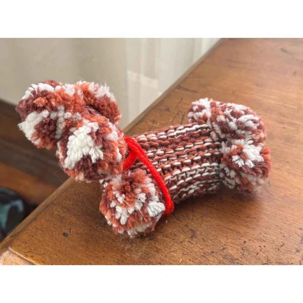 Vintage Brown and White Crocheted Poodle Soap Holder | Kitschy Knitted Dog